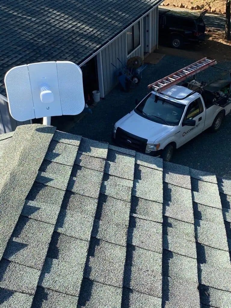 Rooftop radio install with a Succeed.Net truck