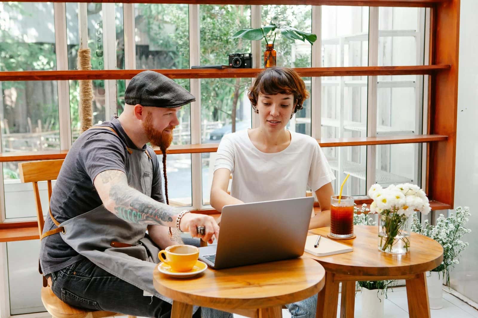 Small business team working on laptops